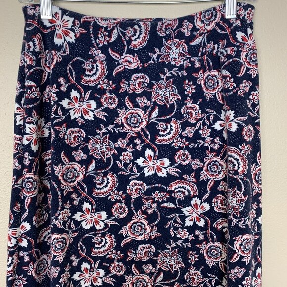 Talbots Womens XS Skirt Pull On Knit Maxi Floral Paisley Navy Boho Cottagecore - Picture 5 of 12